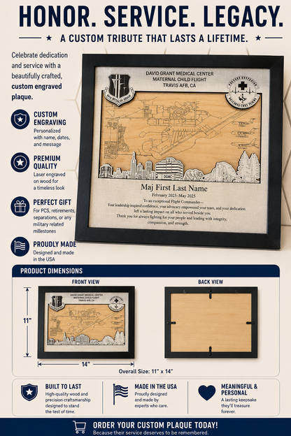 Custom Military Retirement & PCS Plaque – Personalized Layered Wood Tribute Frame