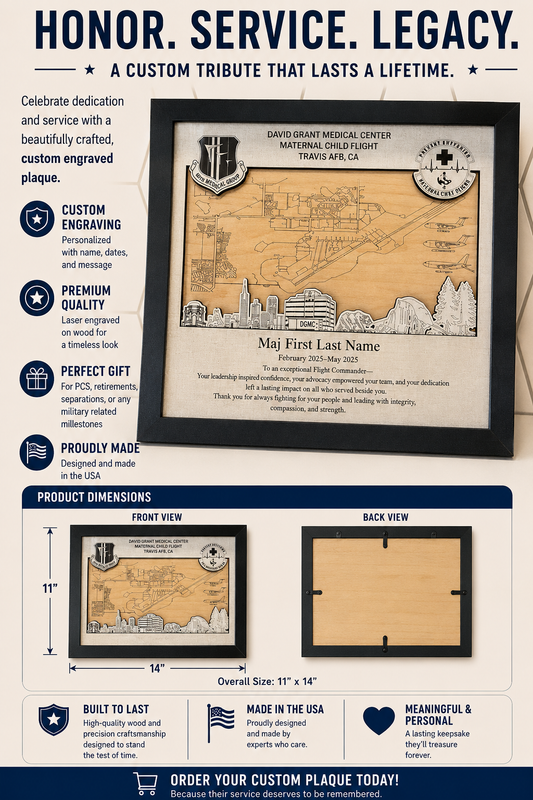 Custom Military Retirement & PCS Plaque – Personalized Layered Wood Tribute Frame