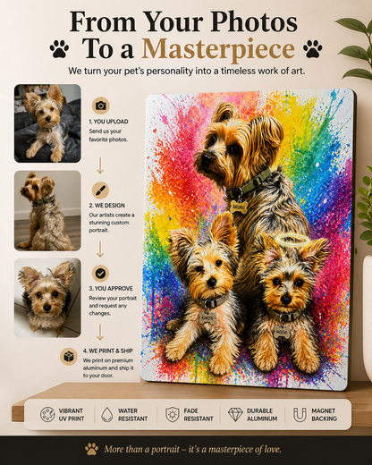 Custom Pet Portrait Metal Wall Art – UV Printed Aluminum | Personalized Dog Canvas (12” x 16”)